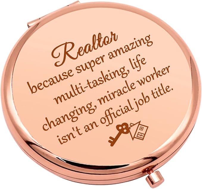 Realtor Gifts for Women Closing Gifts for Realtor Appreciation Gift Folding Makeup Mirror Thanks You Gift Compact Makeup Mirror for Real Estate Agent Salesperson New Realtor Broker