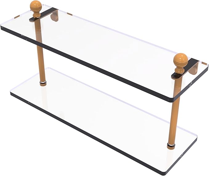 Allied Brass MA-2/16-GLY Mambo Collection 16 Inch Two Tiered Glass Shelf, Golden Yellow