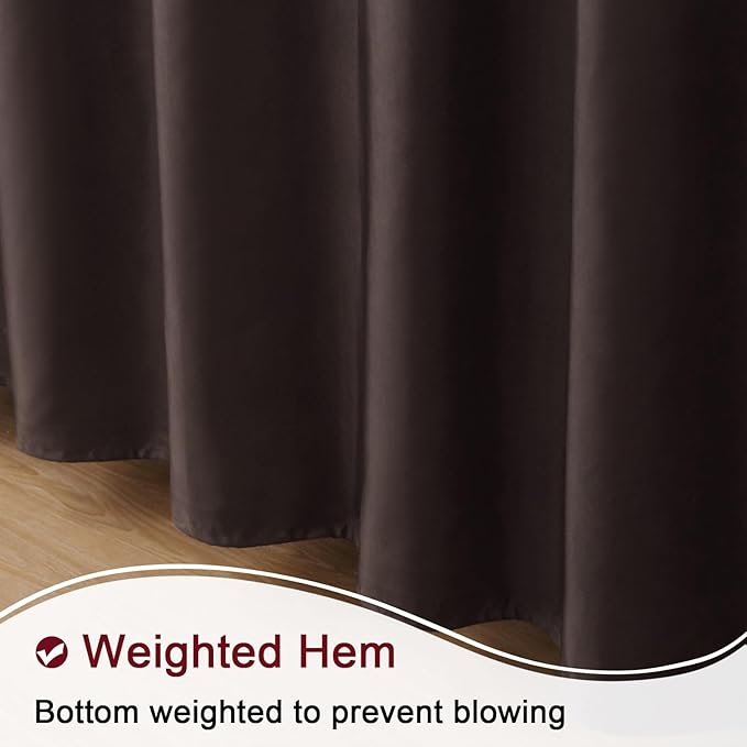 Long Fabric Shower Curtain - Brown and Burgundy Shower Curtains for Bathroom, Chocolate and Red Color Block Waterproof Bathroom Curtains - 72" W x 78" H