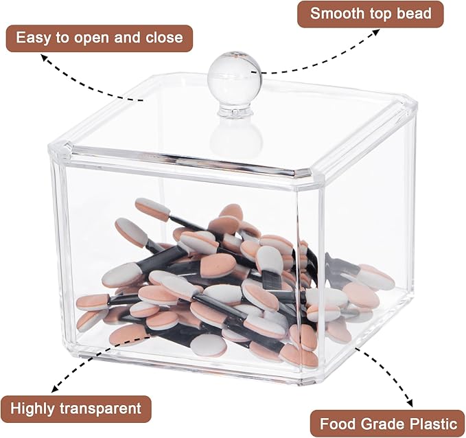 dedoot Plastic Drawer Organizer, Clear Acrylic Vanity Desk Storage and Organizer, Bathroom Display Storage Container with Lid for Jewelry, Small Items 3.74x3.54X2.55 Inch