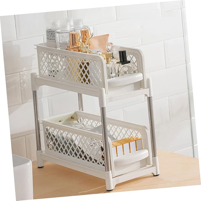 Bathroom Shelf Double Organizer Kitchen Storage Rack Countertop Organizer White Easy Clean