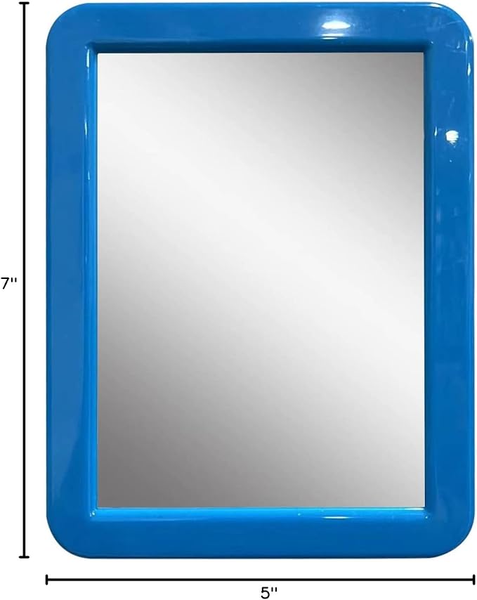 Locker Mirror Magnetic for Boys or Girls Locker, Blue 5" x 7" - Real Glass Magnetic Mirror for School Locker, Office, Home