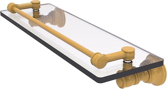 Allied Brass CL-1-16-GAL-SGL Carolina Collection 16 Inch Glass Shelf with Gallery Rail, Spanish Gold