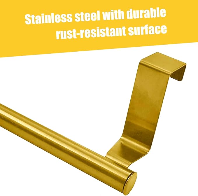 2 Pack 9 Inch Towel Holder, Gold Bathroom Towel Bar Stainless Steel Hand Towel Rack, Over Cabinet Door Towel Bar for Kitchen Bathroom