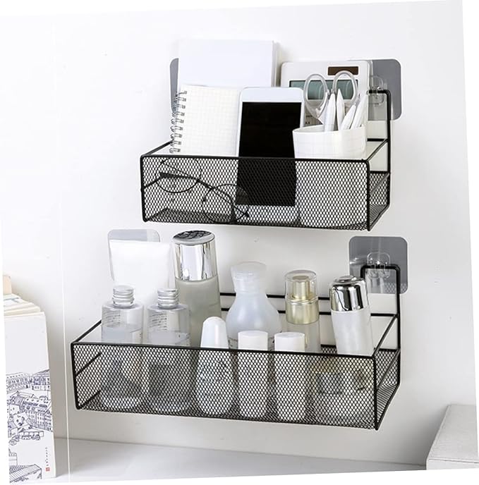 VOSAREA Wall-Mounted Storage Rack Wire Baskets for Pantry Bathroom Shelf Organizer