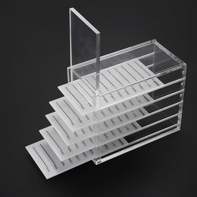 Eyelash Storage Box, 5 Layers Plastic Lash Storage Organizer Clear Eyelash Display Container Cosmetic Makeup Storage Box for Grafting Lash Extension