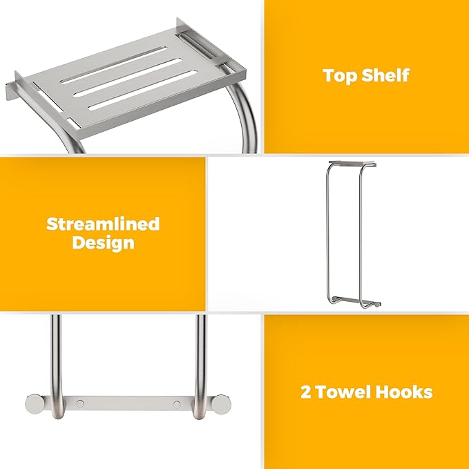 Towel Racks for Bathroom, Curved Bathroom Towel Storage Wall Mounted 30 inch with Shelf Can Holds 6 Large Towels, Wall Towel Rack for Rolled Towels, Brushed Nickel