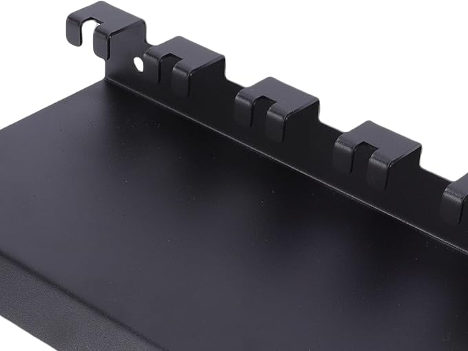 Pssopp Carbon Steel Floating Shelf Organizer, Wall Mounted 7 Hooks Design Equipment Storage Rack for Kitchen Bathroom Bedroom Office