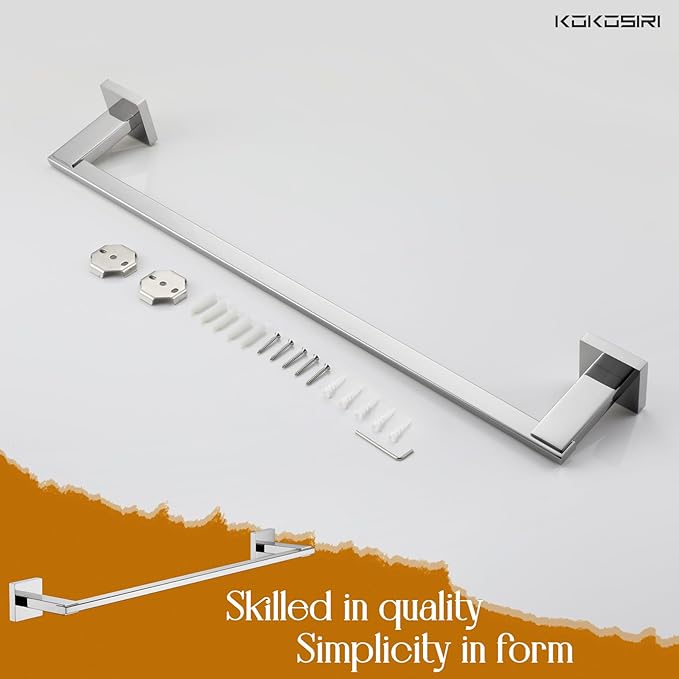 KOKOSIRI 20 Inch Bath Towel Bars Bathroom Towel Racks Towel Holder Towel Rods Kitchen Towel Hanger Bathroom Accessories Stainless Steel Wall Mounted Polished Chrome B4006CH-L20