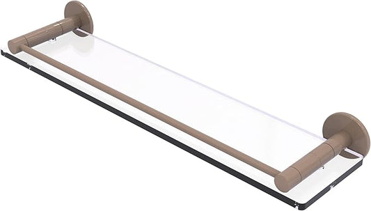Allied Brass FR-1/22G-SHB Fresno Collection 22 Inch Glass Shelf with Vanity Rail, Shaded Beige