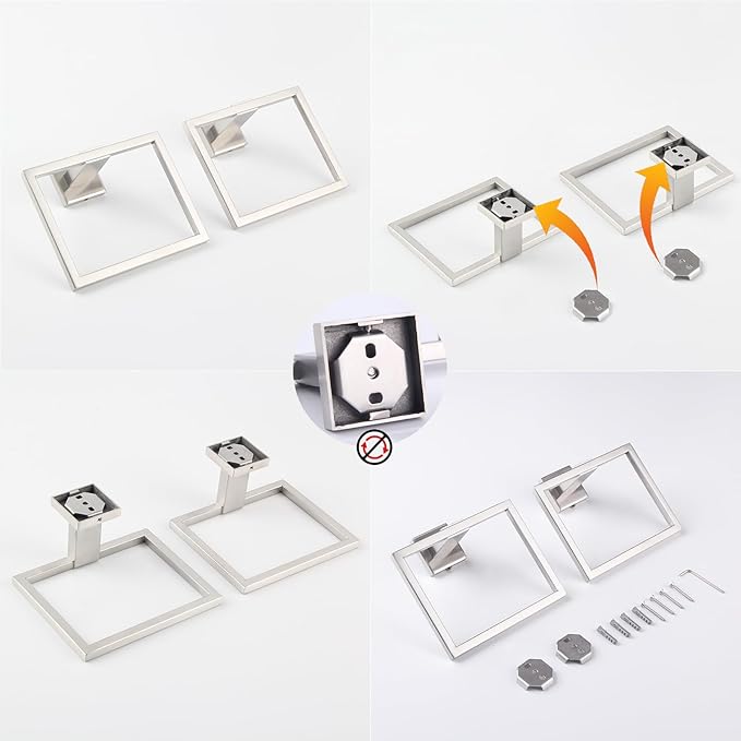 GERZWY Hand Towel Ring Bath Towel Holder Bathroom Lavatory Shower Towel Hanger Holder Brushed Stainless Steel Wall Mount JG1916-2LS