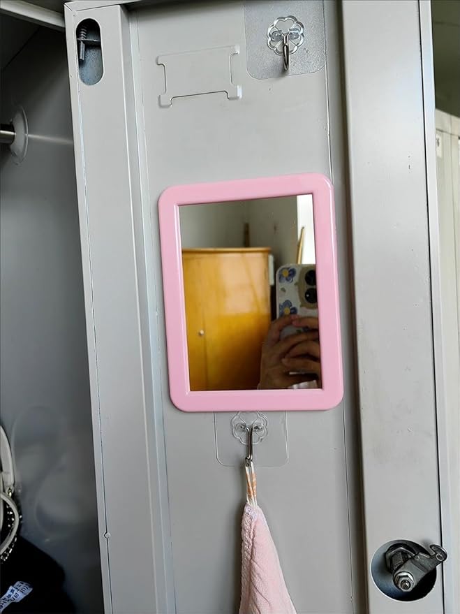 10 Pack Pink Magnetic Locker Mirror,5" x 7" Iocker Mirror Magnetic - Small Mirrors for School Locker, Bathroom, Workshop Toolbox, Office Cabinet,Easy Install