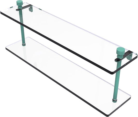 Allied Brass FT-2/22-SFG Foxtrot Collection 22 Inch Two Tiered Glass Shelf, Sea Foam Green
