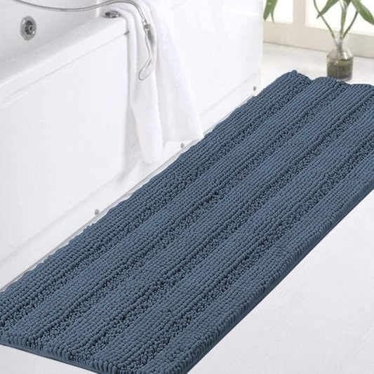 Turquoize Luxury Bath Runner, Blue Bathroom Rug 47 x 17 Inches Mat, Soft Plush Anti-Slip Shower Rugs, Microfiber Shaggy Mat Machine Washable Bath Rug for Bathroom, Blue Indigo