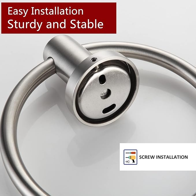 BGL Brushed Nickel Towel Ring Brushed Nickel Hand Towel Holder Stainless Steel Towel Ring for Bathroom 2 Pack