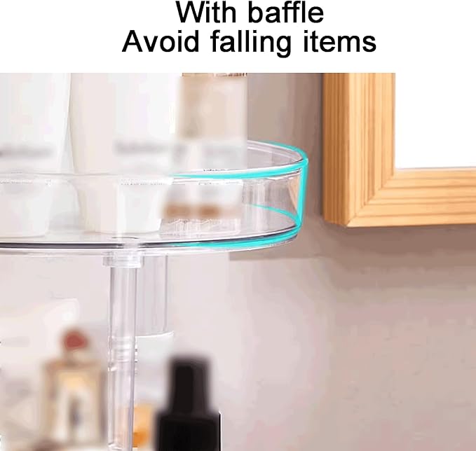 Removable Countertop Bathroom Shelf Plastic Rotatable Bathroom Shelf Transparent Removable Bathroom Shelf Multifunctional Large Capacity