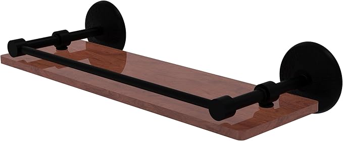 Allied Brass MC-1-16-GAL-IRW-BKM Monte Carlo Collection 16 Inch Solid IPE Ironwood Gallery Rail Shelf, Matte Black