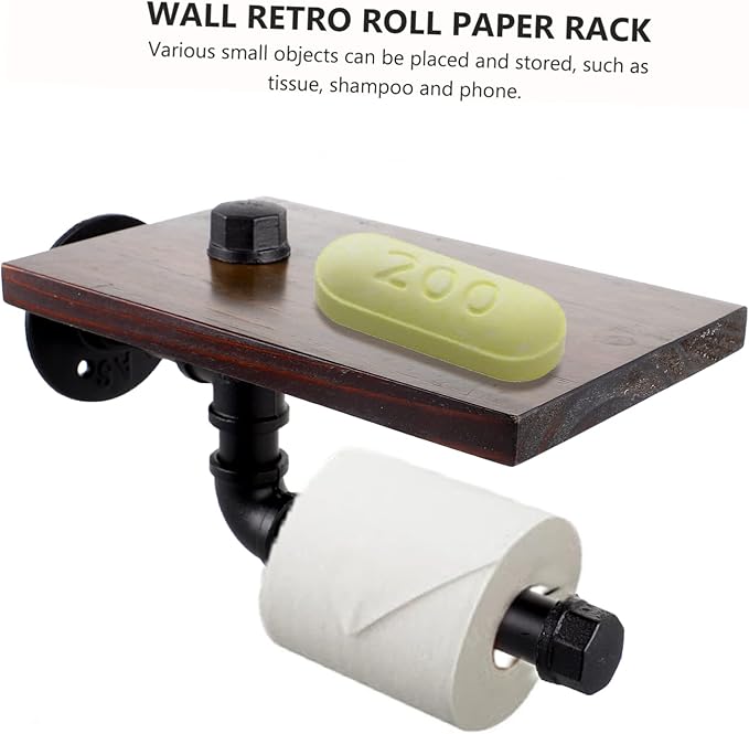 balacoo Wall-Mounted Storage Rack Toilet Holder Stand Rustic Bathroom Shelf Decorative Wall Rack
