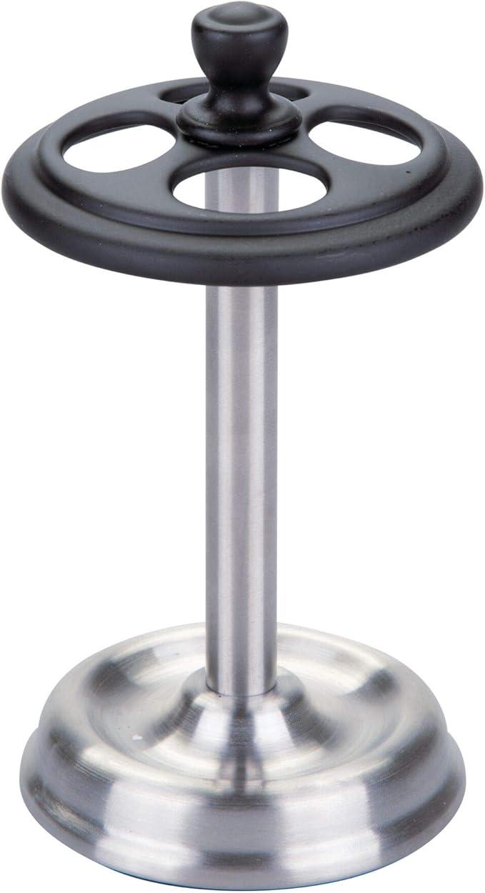 iDesign York Stainless Steel Divided Toothbrush Stand - 3.25" x 3.25" x 5.75", Matte Black/Brushed (76269)