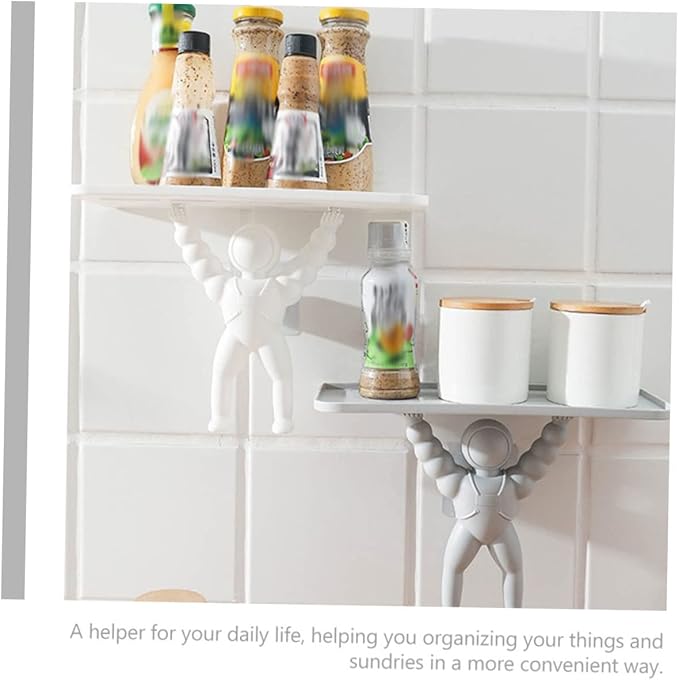 PRETYZOOM 2pcs Spaceman Wall Hanging Shelf Bathroom Decor Rack Modern Wall-Mounted Storage for Toiletries