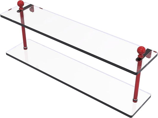 Allied Brass MA-2/22-SHB Mambo Collection 22 Inch Two Tiered Glass Shelf, Shaded Beige