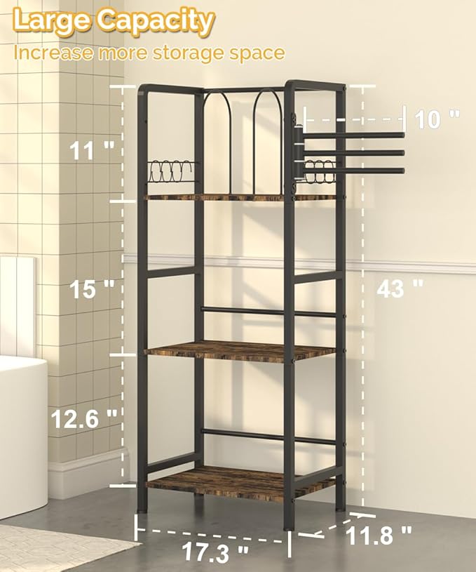 Mondazie Free Standing Towel Racks for Bathroom with 3 Rotating Bars, 3-Tier Floor Towels Holder Stand with Detachable Dividers, Pool Towel Storage Organizer with 8 S-Hooks for Home, Poolside, Black