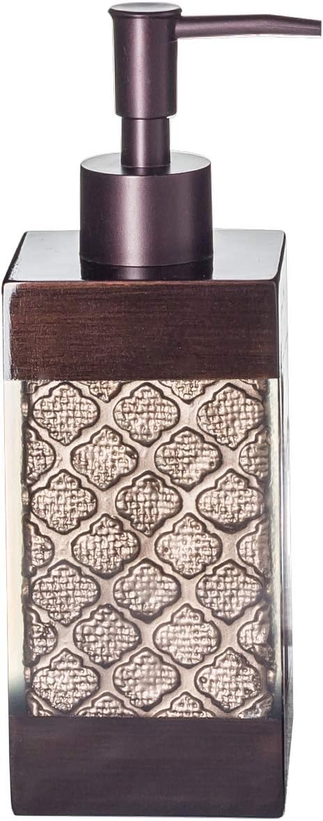 Creative Scents Dahlia 4-Piece Brown Bathroom Accessories Set Complete - Luxury Resin Bath Decor Includes Soap Dispenser, Toothbrush Holder, Tumbler & Soap Dish - Modern Brown Textured Design