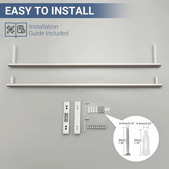 SAYAYO Double Towel Bar for Bathroom, 31.5 Inch Brushed Nickel Bath Towel Rack Towel Holder Wall Mounted, SUS304 Stainless Steel