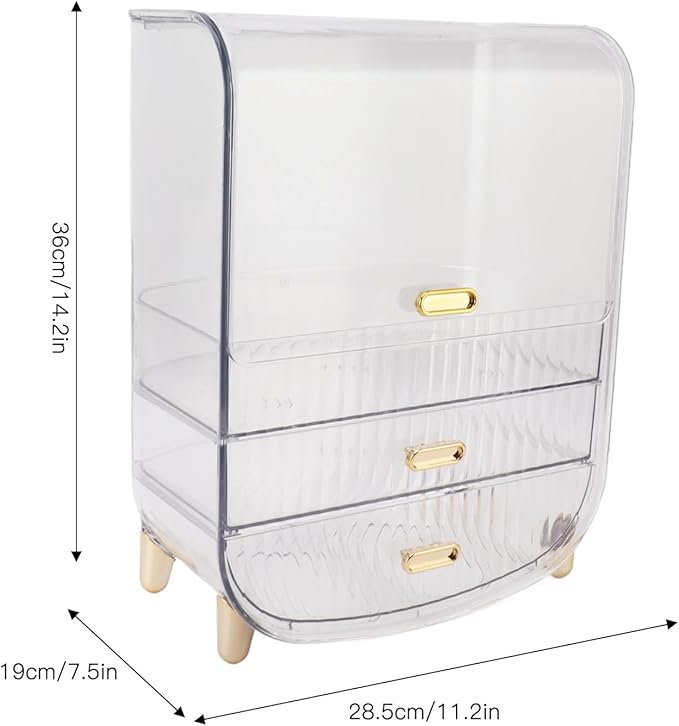 Eujgoov Makeup Storage Organizer with Drawers & Lid, Cosmetic Case for Countertop Bathroom – Ideal Gift for Women