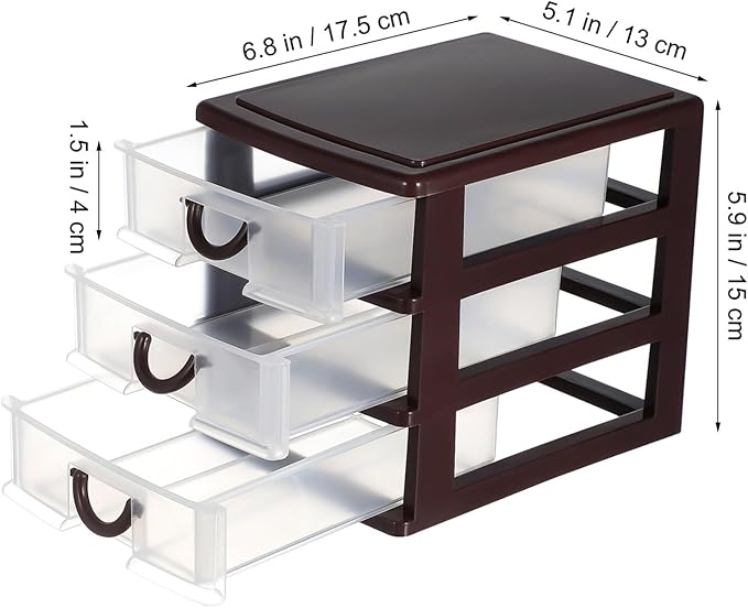 Cabilock 3 Tier Plastic Storage Drawer Units Home Office Storage Box Small Plastic Storage Drawers Desktop Case Organizer Cosmetic Makeup Container