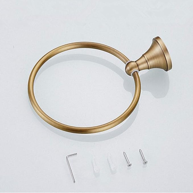 Leyden Towel Ring Antique Brass Hand Towel Holder Bathroom Accessories Brushed Shower Towel Hanger Round Wall Mounted
