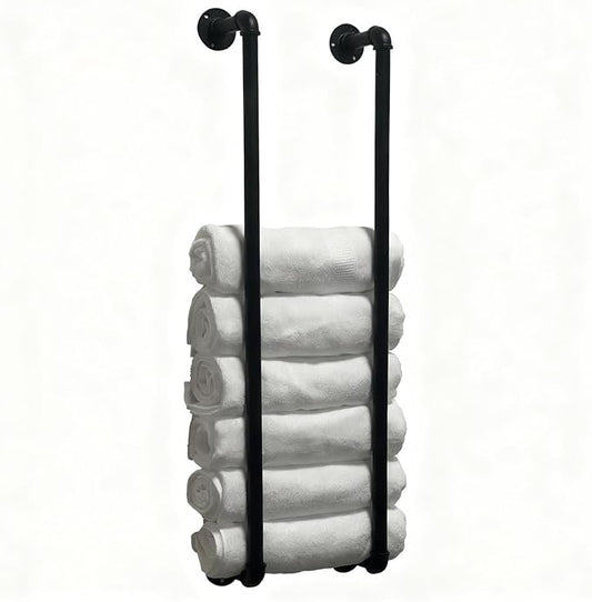 Towel Racks for Bathroom Wall Mounted,36 Inch Industrial Pipe Towel Rack Storage Organizer Hanging Towel Holder(Black)