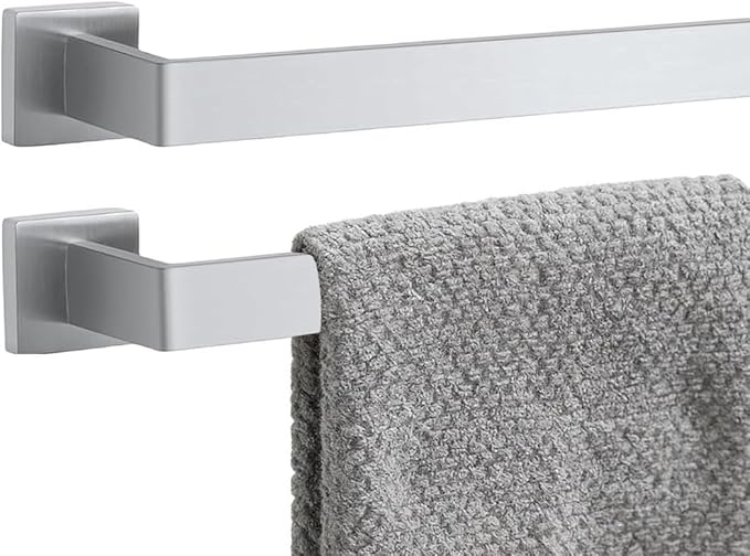 2 Packs 32 Inch Bathroom Towel Bar SUS304 Stainless Steel Brushed Nickel Towel Holder Wall Mounted Heavy Duty Towel Rack Bathroom Towel Rod Modern Square Base Design(2, Brushed Nickel, 32 Inch)