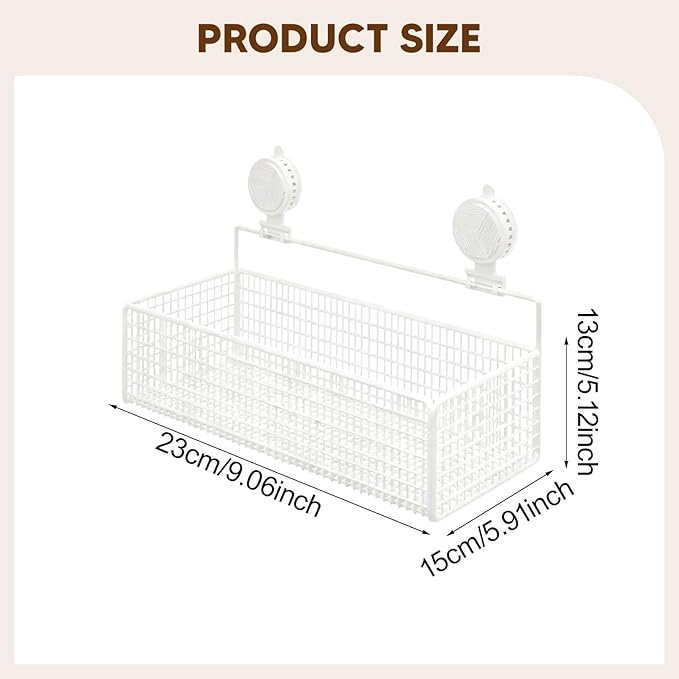 Bathroom Shelf with Suction Cup, Shampoo Holder, Bathroom Organizer, White M