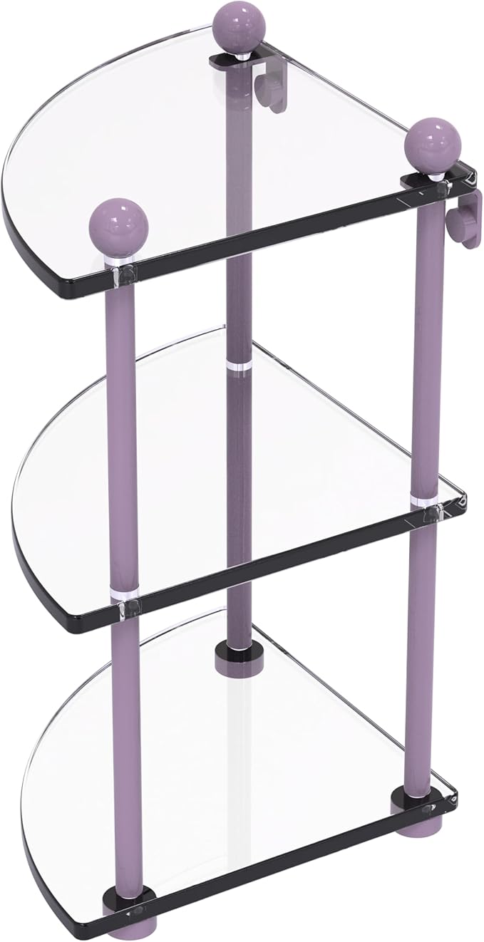Allied Brass PR-6-LVN Three Tier Corner Glass Shelf, Lavender