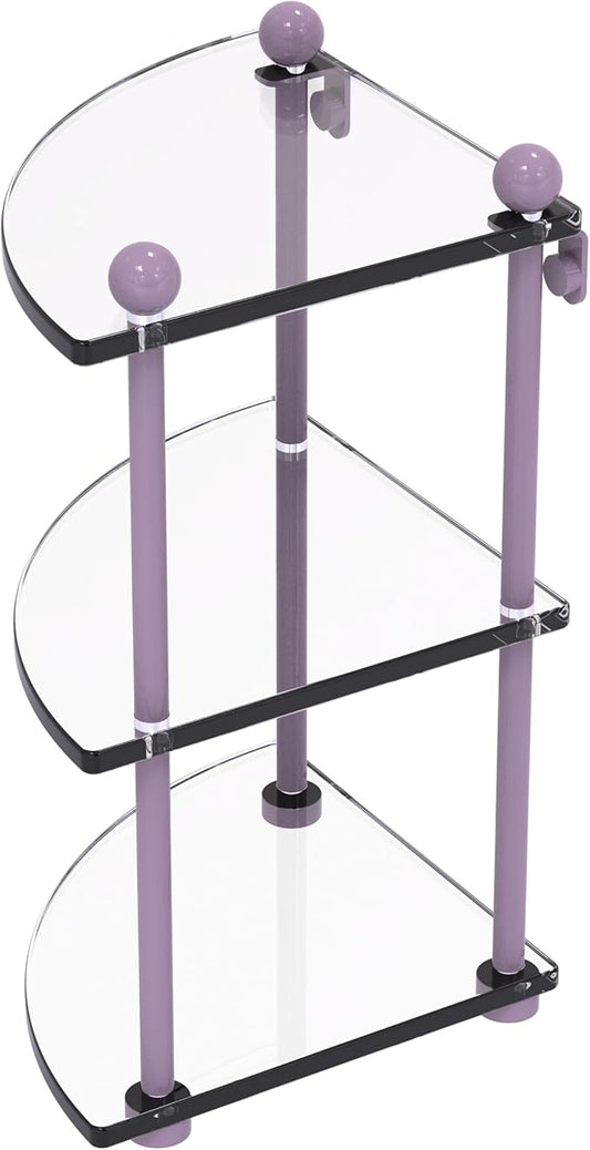 Allied Brass PR-6-LVN Three Tier Corner Glass Shelf, Lavender