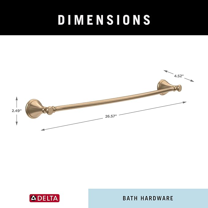 DELTA Cassidy Towel Bar, Champagne Bronze Bathroom Towel Holder, Bathroom Accessories, 79724-CZ