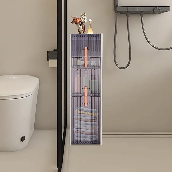 Bathroom Floor Cabinet,Narrow Slim Storage Cabinet,Freestanding Tower Shelf Bookshelf,Standing Toilet Paper Holder and Storage Cabinet,for Living Room,Bathroom,Bedroom,Kitchen,Entryway