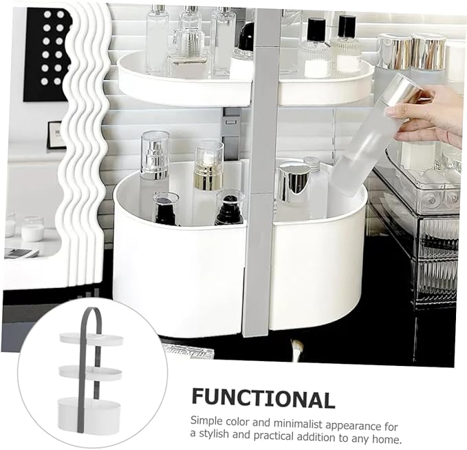 Ciieeo Portable Storage Rack Makeup Organizer Handled Storage Rack Tabletop Shelf Corner Shelf Bathroom Tray Accessories Organizer