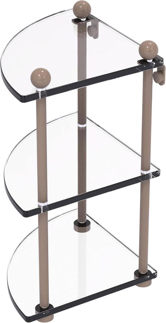 Allied Brass PR-6-SHB Three Tier Corner Glass Shelf, Shaded Beige