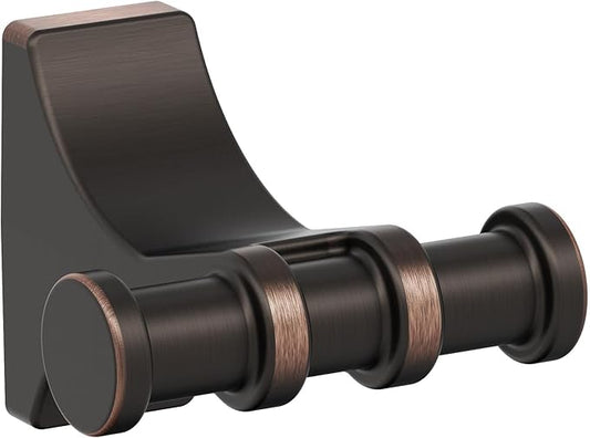 Amerock BH36050ORB | Oil Rubbed Bronze Double Robe Hook | 2-15/16 in. (75 mm) Length Towel Holder | Davenport | Towel Hook for Bathroom | Bathroom Hardware | Bath Accessories