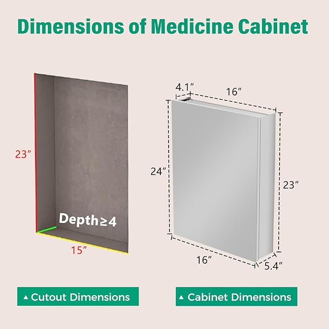 16 x 24 Inch Medicine Cabinet Mirror,Bathroom Mirror Cabinet with Adjustable Shelves,Aluminum Silver Medicine Cabinets for Bathroom,Recessed or Wall Mounted Medicine Cabinets