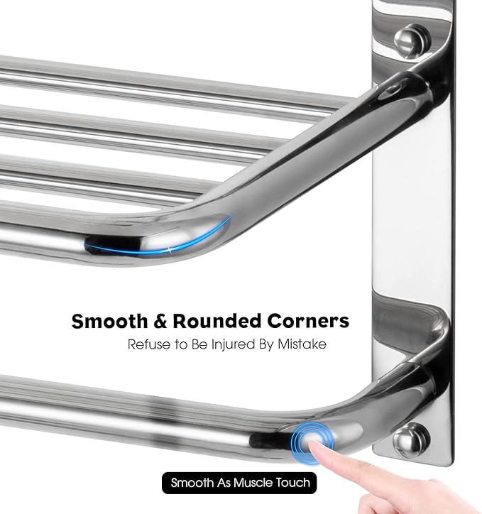 Towel Rack for Bathroom, DEWVIE 24 Inch Tower Holder with Tower Bars, SUS 304 Stainless Steel Lavatory Bath Towel Shelf Towel Hanger Wall Mount, 3-Tier (Brushed Nickel)