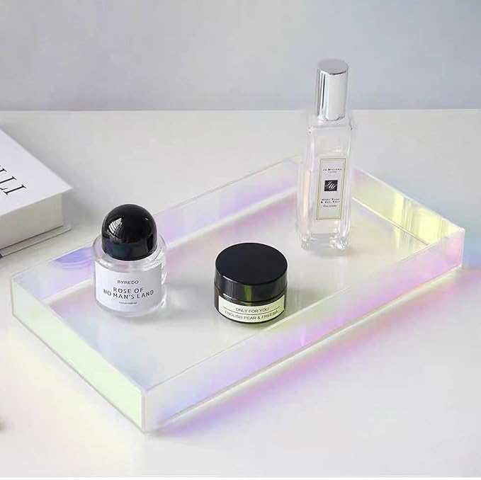 Lemonadeus Acrylic Rainbow Makeup Tray, 10.23"x5.51"x1.18", Waterproof and Multi-Purpose
