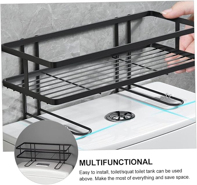 BESTOYARD 1 Set Bathroom Toilet Tank Storage Rack Elegant Over Toilet Shelf for Organizing Sundries Simple Design with Nail Fixers Bathroom Storage