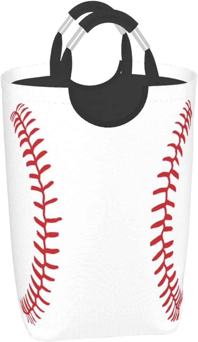 Baseball Texture Laundry Basket Funny Laundry Hamper Collapsible Laundry Baskets with Handle Dirty Clothes Hamper Bag for Dorm Family Bathroom Decor Storage 50L