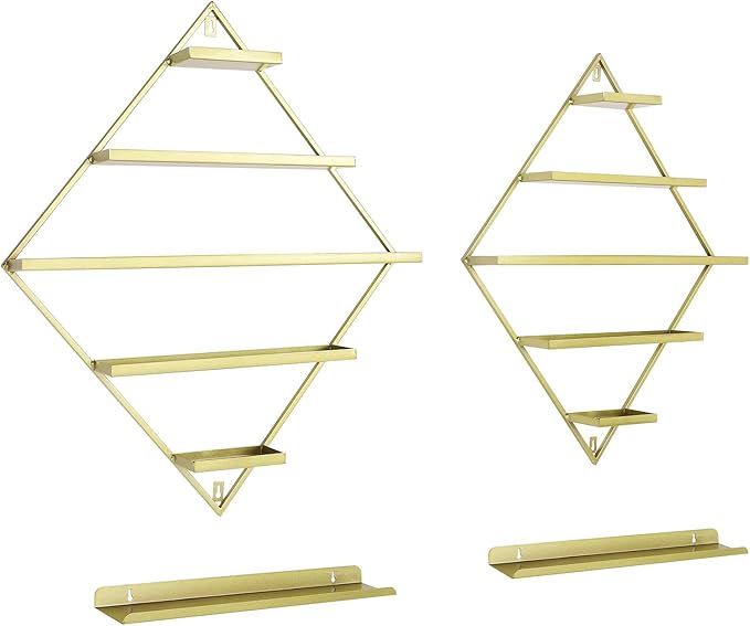 4PCS Nail Polish Storage Racks, 5-Tier Wall-Mounted Metal Cosmetic Display Case Makeup Organizer Wall Shelf for Home Spa Nail Salon Perfume Lipstick (Gold)