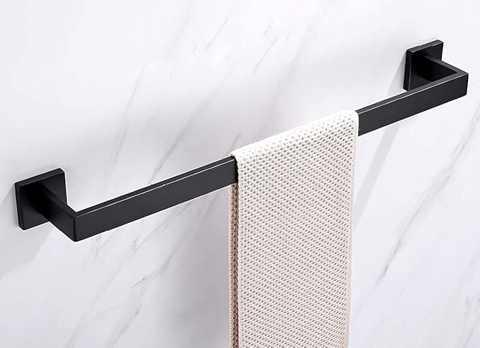 20 Inch Towel Bar for Bathrooms 12/16/20/24/28/32/36 Inch Stainless Steel 304 Matte Black Towel Holder Modern Square Towel Rod Rustproof Wall Mount (1, Matte Black, 20 Inch)