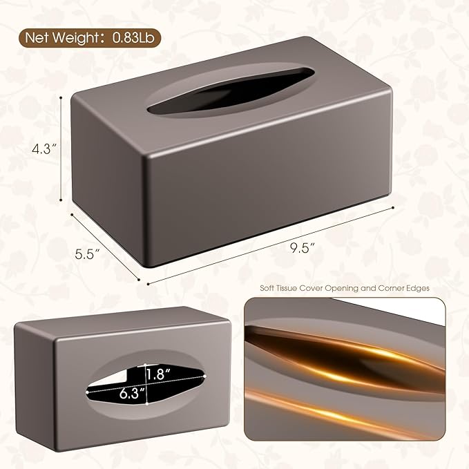 Y-in Hand Tissue Box Cover, Rectangular Facial Tissue Holder with Bottom, Decorative Storage Box for Bathroom Vanity, Toilet Tank, Car, Dressers, Night Stand, Rv, Parlors and Offices - Brown