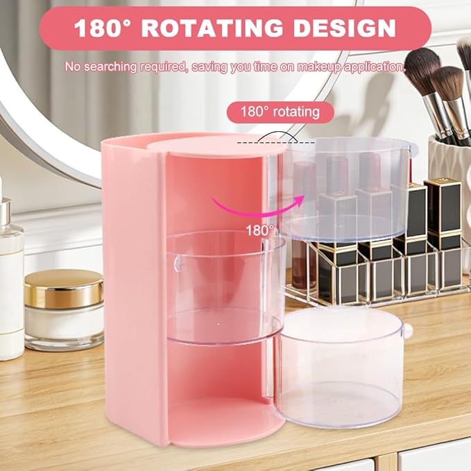 Hair Accessory Organizer, Rotatable Makeup Brush Holder for Necklaces, Hair Tie Organizer Jewelry Storage Box for Hairs Clips, Earrings, Necklaces, Bracelets, Rings(COLOR:pink)